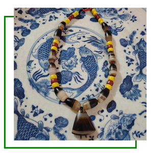 Agate Choker Necklace With Antique Pendant